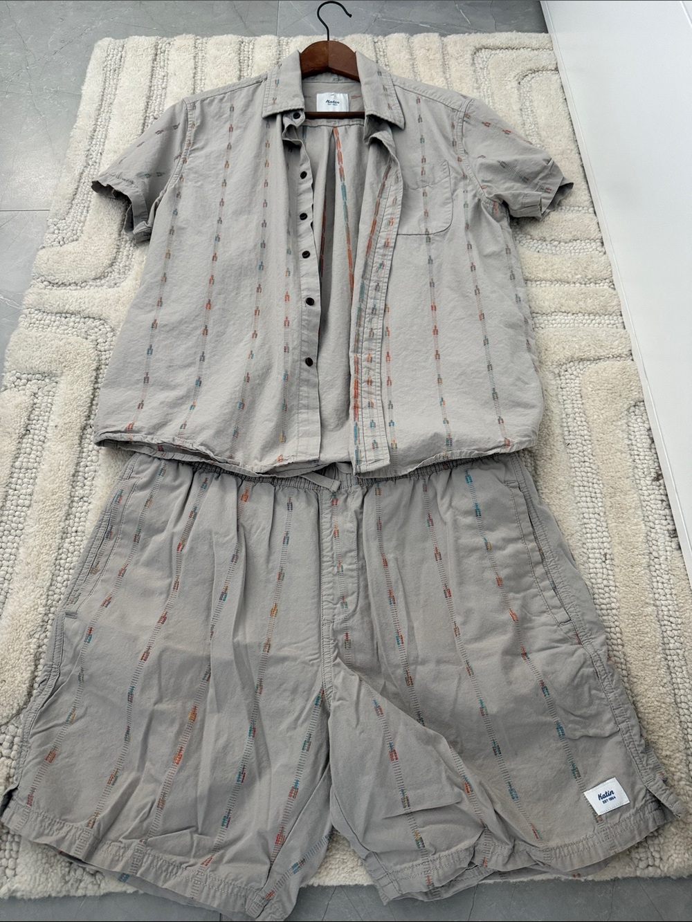 Katin Light Gray Short-Sleeve Button Shirt and Short Set